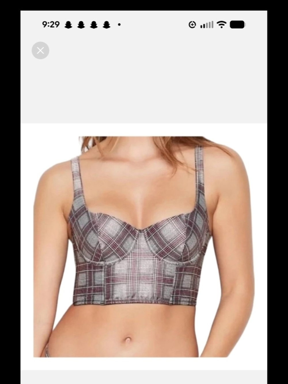 Victoria Secret Dream Angel Plaid Longline Bralette Top - 38D